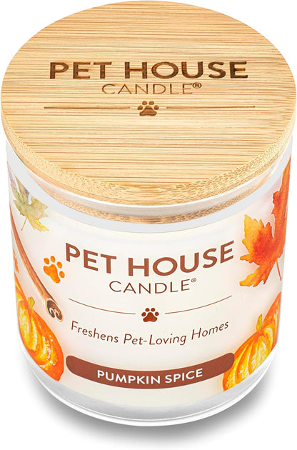 - 100% Natural Soy Wax Candle - Pet Odor Eliminator, up to 60 Hours Burn Time, Non-Toxic, Eco-Friendly Reusable Glass Jar Scented Candles – Pumpkin Spice - Pack of 2